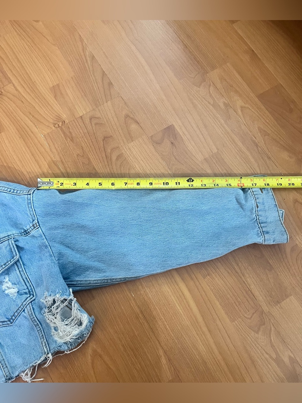 Topshop Light Blue Distressed Cropped Denim Jacket - Picture 7 of 7